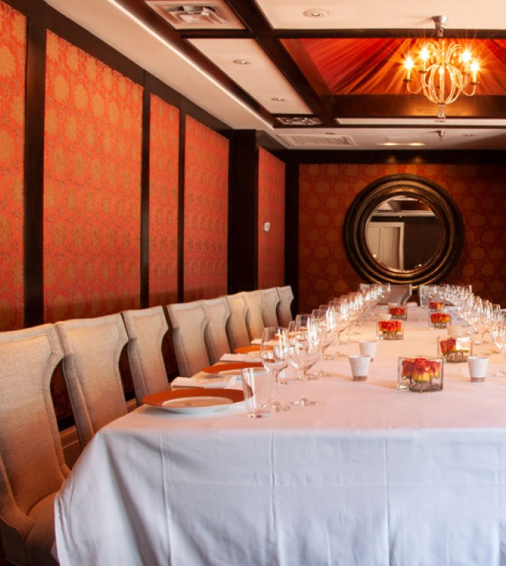 Interior of fine dining special event room in the Charleston restaurant